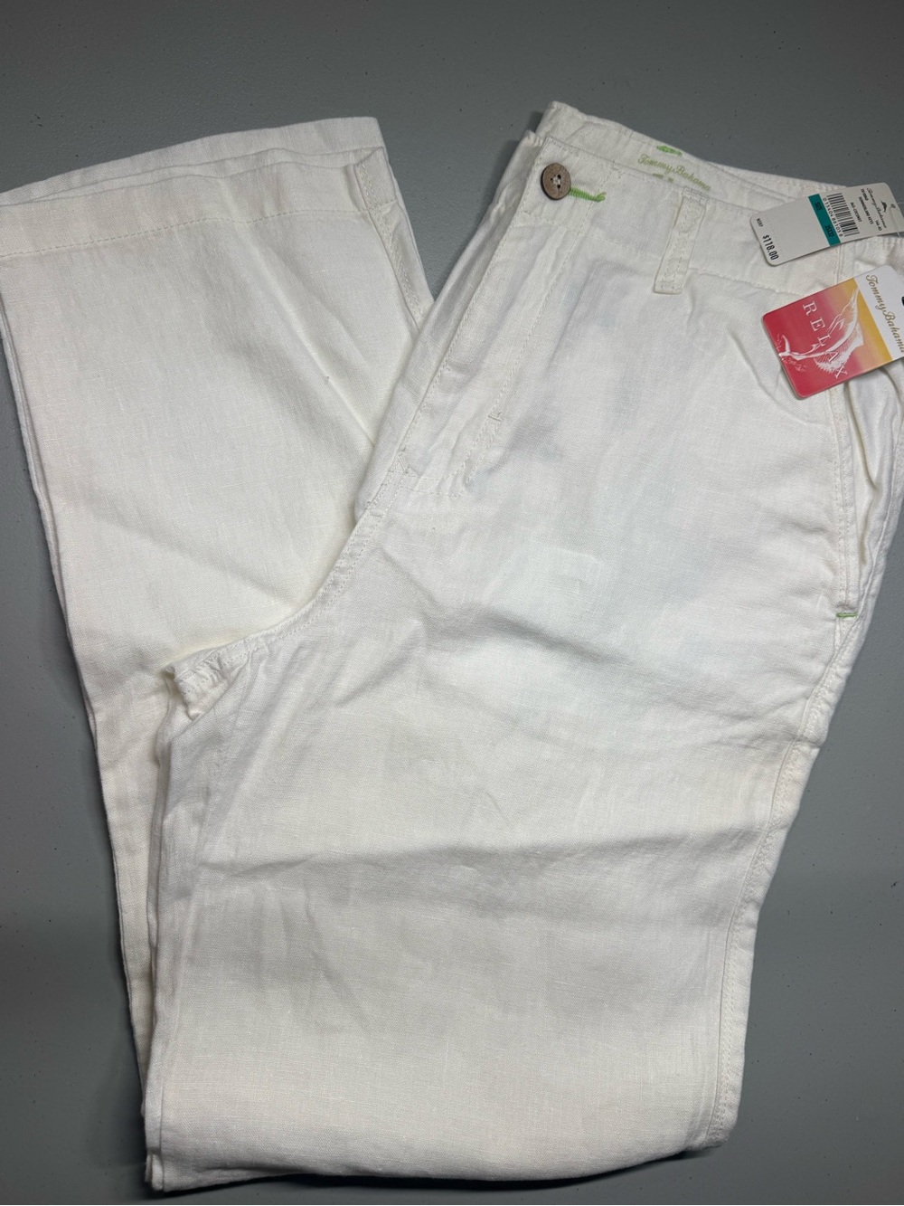 Tommy Bahama Men’s 100% Linen White chino  size 35/32